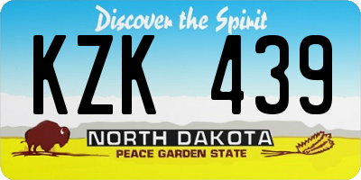 ND license plate KZK439