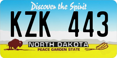 ND license plate KZK443