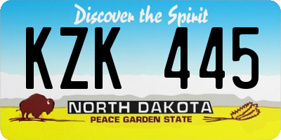 ND license plate KZK445