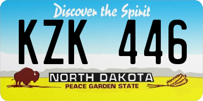 ND license plate KZK446