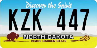 ND license plate KZK447