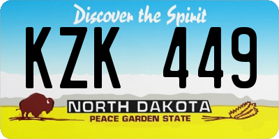 ND license plate KZK449
