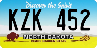 ND license plate KZK452