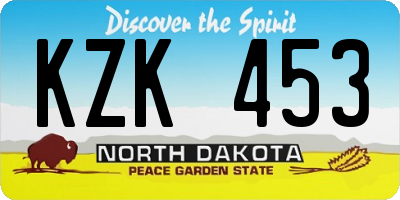 ND license plate KZK453