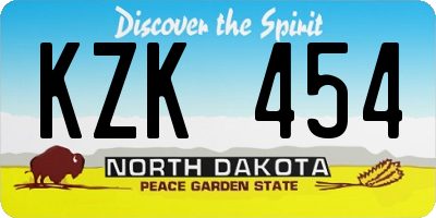 ND license plate KZK454