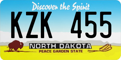ND license plate KZK455