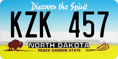 ND license plate KZK457