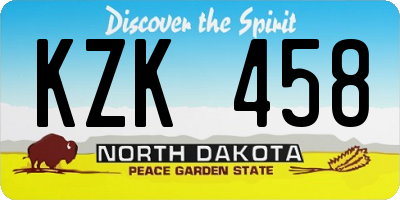 ND license plate KZK458