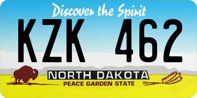 ND license plate KZK462