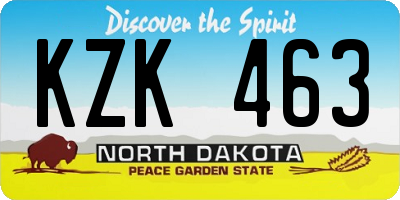 ND license plate KZK463