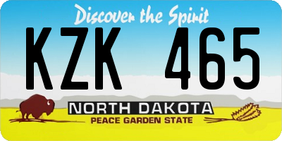 ND license plate KZK465