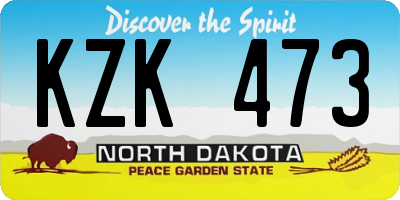 ND license plate KZK473