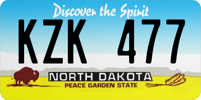 ND license plate KZK477