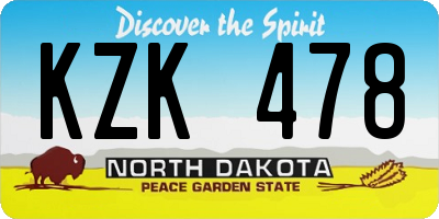 ND license plate KZK478