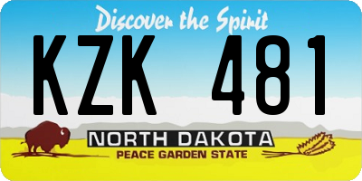 ND license plate KZK481