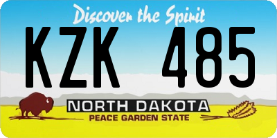ND license plate KZK485