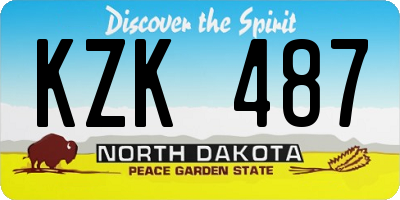 ND license plate KZK487
