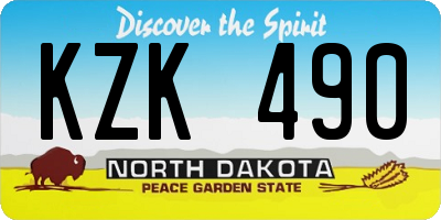 ND license plate KZK490