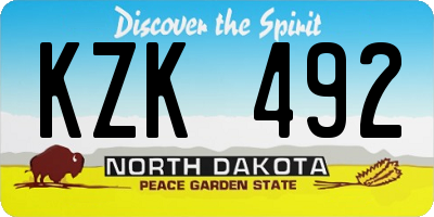 ND license plate KZK492