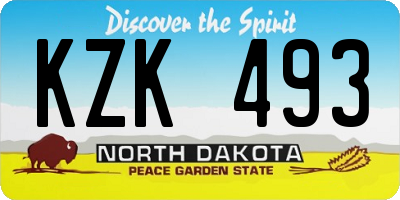 ND license plate KZK493