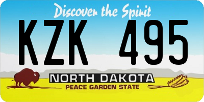 ND license plate KZK495