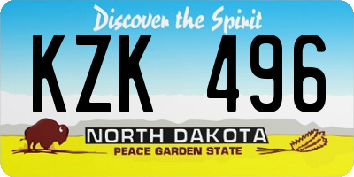ND license plate KZK496