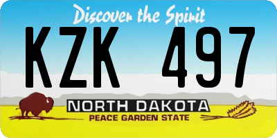 ND license plate KZK497