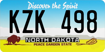 ND license plate KZK498