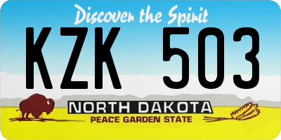 ND license plate KZK503