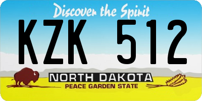 ND license plate KZK512