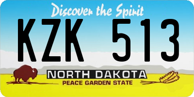 ND license plate KZK513