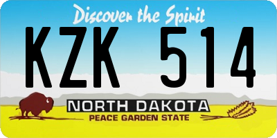 ND license plate KZK514