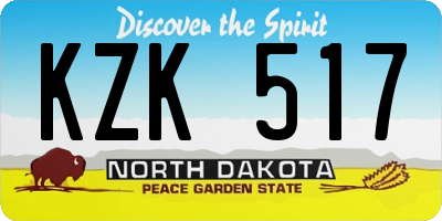 ND license plate KZK517