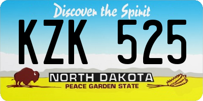 ND license plate KZK525