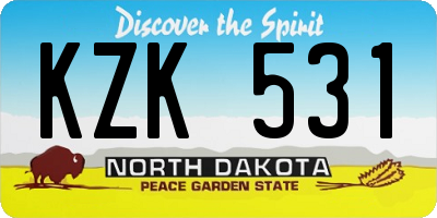 ND license plate KZK531