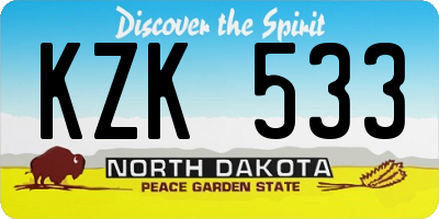 ND license plate KZK533