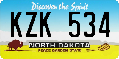 ND license plate KZK534