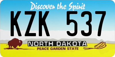 ND license plate KZK537