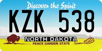 ND license plate KZK538
