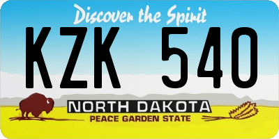 ND license plate KZK540