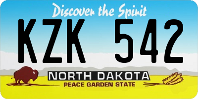 ND license plate KZK542