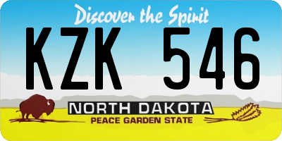ND license plate KZK546