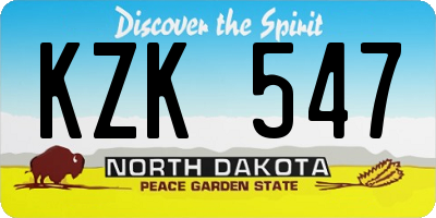 ND license plate KZK547