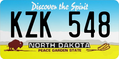 ND license plate KZK548