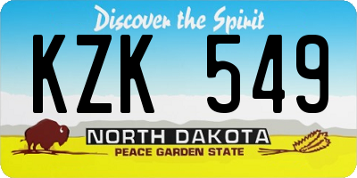 ND license plate KZK549
