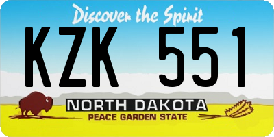 ND license plate KZK551