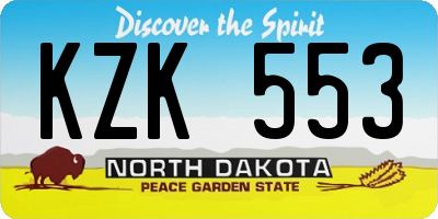 ND license plate KZK553