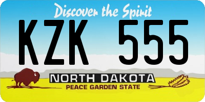 ND license plate KZK555
