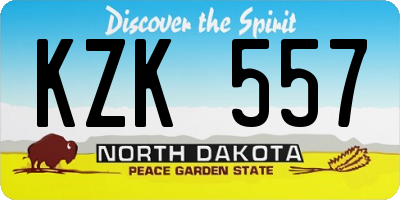 ND license plate KZK557