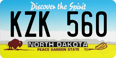 ND license plate KZK560